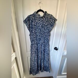 Old Navy Navy Blue & White Floral Dress